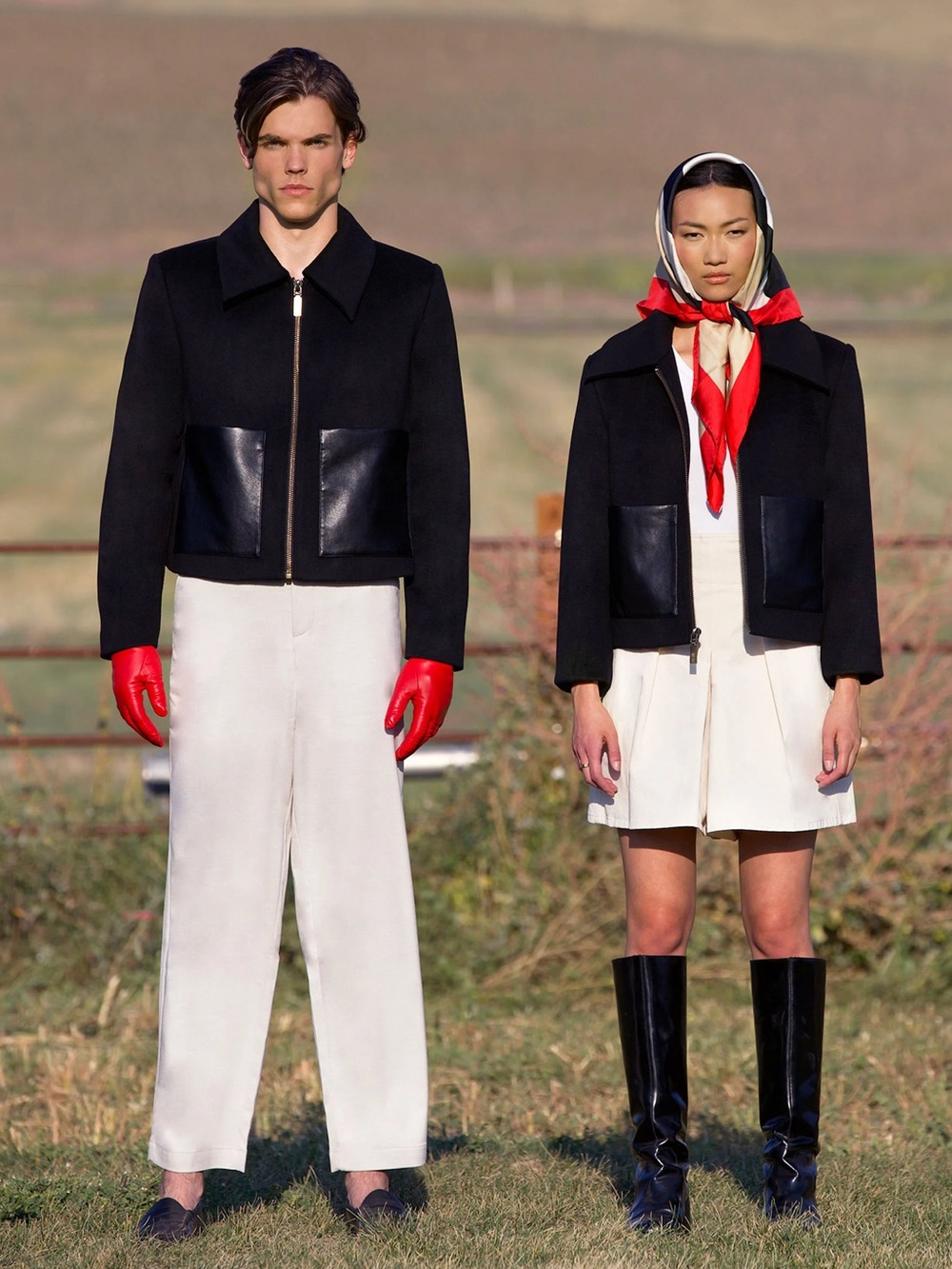 WAS HIM Tan France’s Genderless St. Helen Wool Blend Leather Pockets Waistcoat L